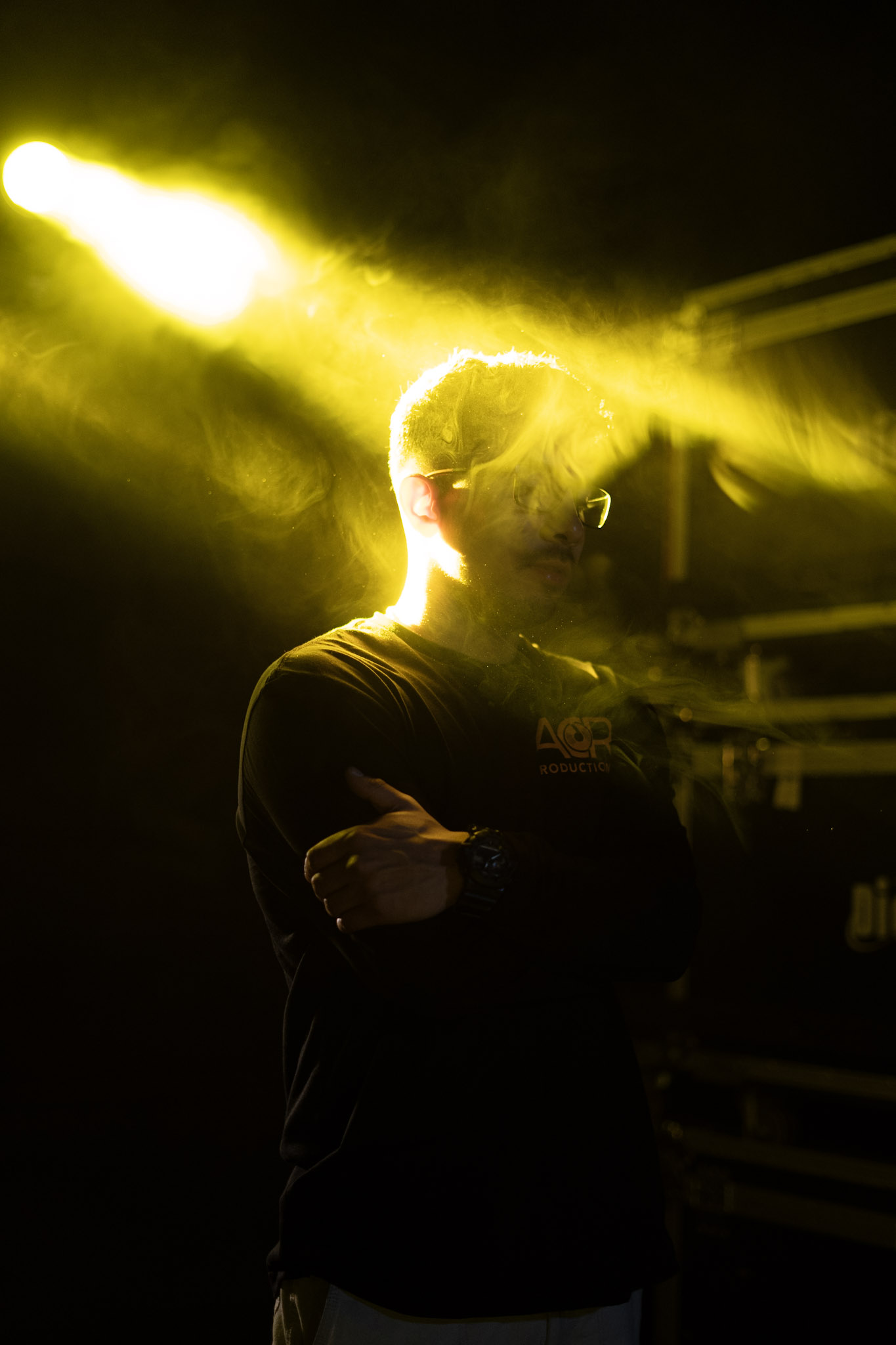 Manuel Quero silhouette portrait in yellow haze